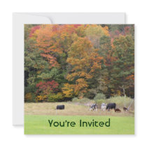 Fall Foliage Cows Pasture Nature Party Invitation