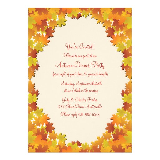 Fall Foliage Oval Invitation (front side)