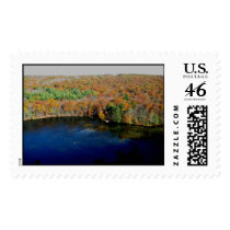 fall foliage over looking a small lake postage by jaylichtenberger fall foliage over looking a small lake postage