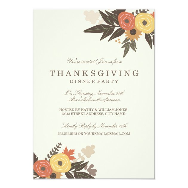 Fall Foliage Thanksgiving Dinner Invitation (front side)