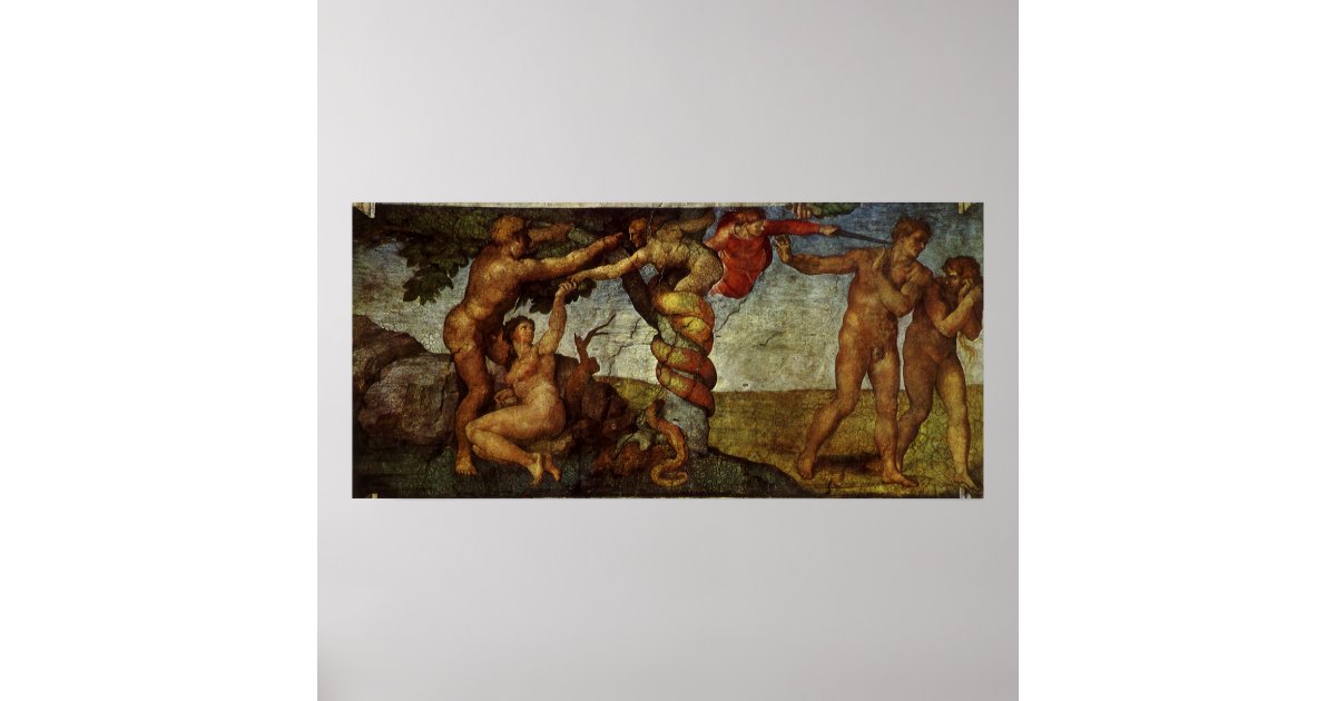 Fall from the Garden of Eden by Michelangelo Poster Zazzle