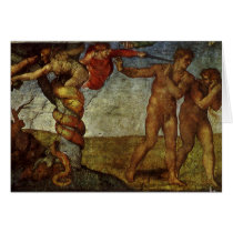 Fall from the Garden of Eden, Fresco, Michelangelo Greeting Card