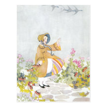 Fall Garden with Geese Flying South Postcards