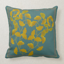 Fall Ginkgo Leaves Throw Pillows