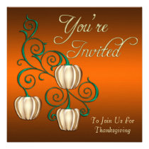 Fall Gold Pumpkins Orange Thanksgiving Invitation