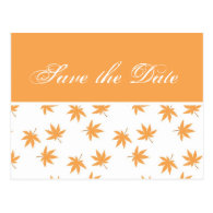 Fall graphic yellow leaves wedding save the date post cards