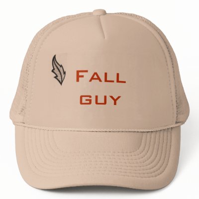 Fall guy trucker hats by TeasePlease hat humour
