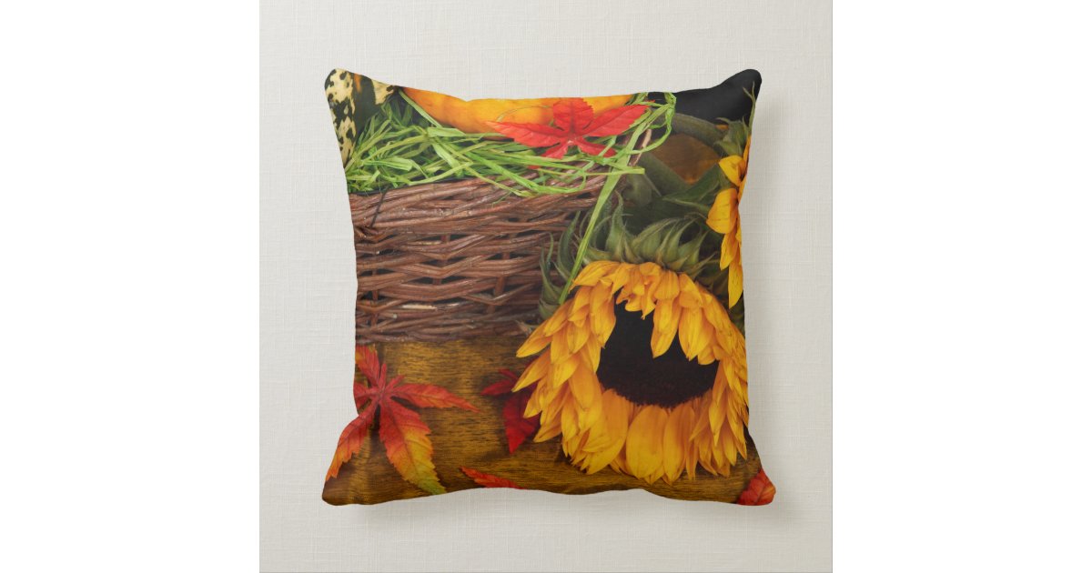 Fall Harvest Sunflowers Throw Pillow Zazzle