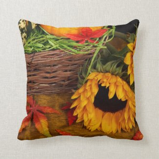 Fall Harvest Sunflowers Throw Pillows