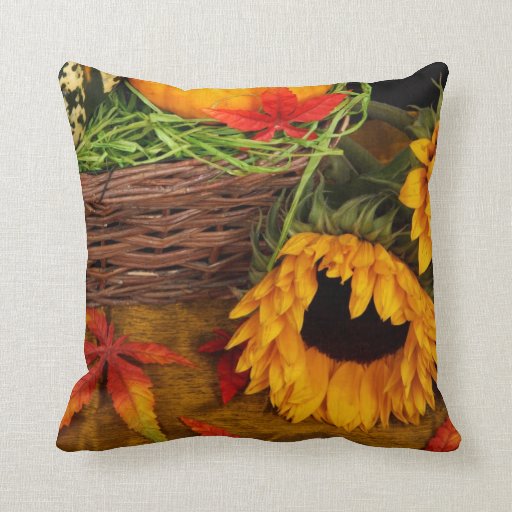 Fall Harvest Sunflowers Throw Pillows
