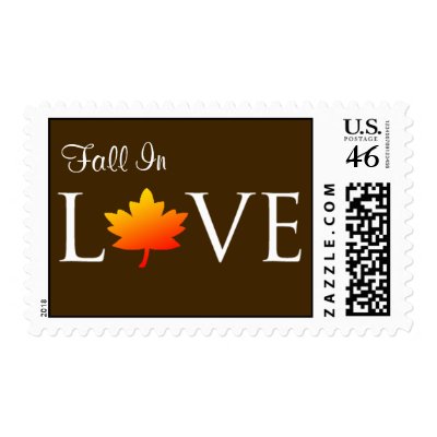 Fall In Love Autumn Wedding Invite Postage Stamp