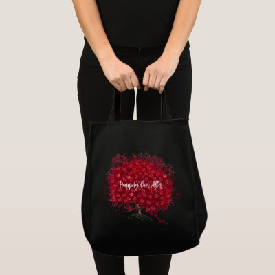 Fall In Love Happily Ever After Tree Red Leaves Tote Bags by samack