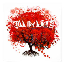Fall In Love Red Tree With Hearts Falling posters
