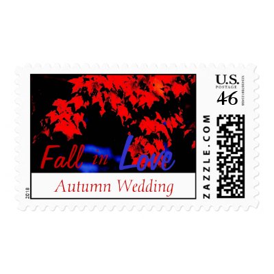Fall in Love Red White Blue Wedding Postage by WeddingCentre