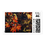 autumn leaves Fall in Love postage stamps
