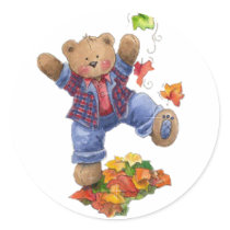 Fall is Fun Bear Stickers