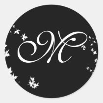 Fall Leaf Black & White Thank You Sticker