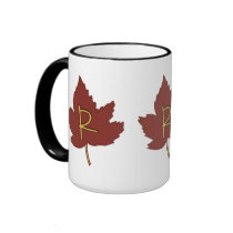 Fall Leaf Letter R mugs