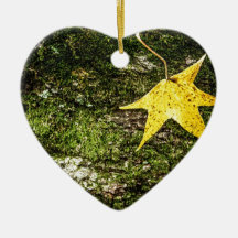 Fall Leaf on Moss Ornaments