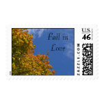 Fall Leaves and Sky Love Wedding Postage Stamp