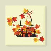Fall Leaves Basket Refrigerator Magnets