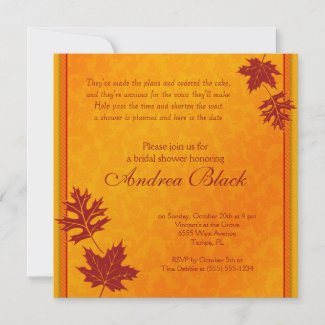 Fall Leaves Bridal Shower Invitation invitation