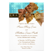 Fall leaves diamond wedding engagement custom invites