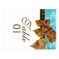 Fall leaves diamond wedding "table number" post cards