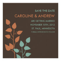 Fall Leaves Double Boughs Save the Date Cards invitations