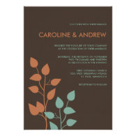 Fall Leaves Double Boughs Wedding Invitations