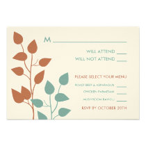 Fall Leaves Double Boughs Wedding RSVP Cards invitations
