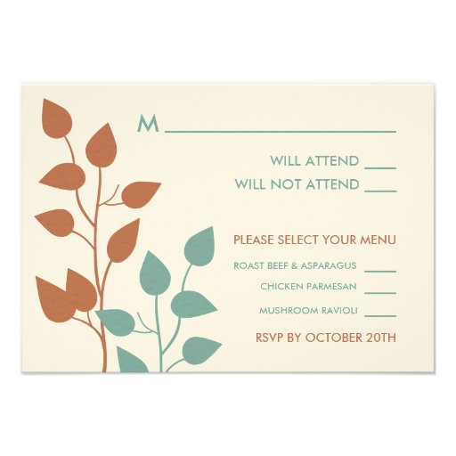Fall Leaves Double Boughs Wedding RSVP Cards Announcement