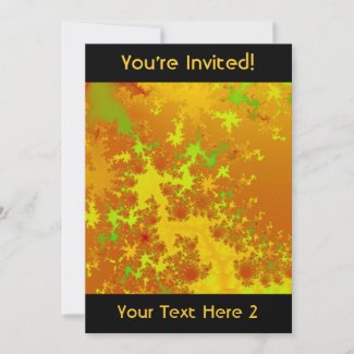 Fall Leaves Fractal. Golden Colors. Add Your Text! invitation