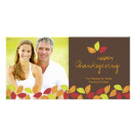 Fall leaves Happy Thanksgiving photo card