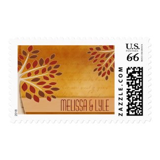 Fall leaves in rust, brown, copper and cream postage stamps