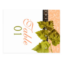 Fall leaves lace orange green "table number" postcard