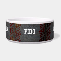 Fall Leaves Leather Personalized Dog Traits Dog Food Bowl
