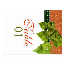 Fall leaves orange green "table number" postcards