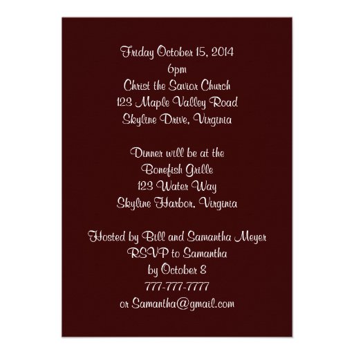 Fall Leaves Rehearsal Dinner Poem Invitation