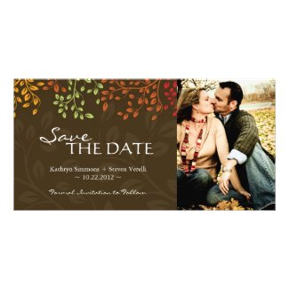 Fall Leaves Save the Date Photocard Photo Card Template