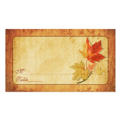 Fall Leaves Special Occasion Place Cards Business Card Templates (front side)