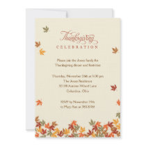 Fall Leaves Thanksgiving Dinner Invitation