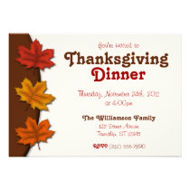 Fall Leaves Thanksgiving Dinner Invitations