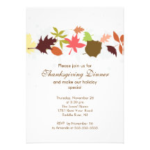 Fall Leaves Thanksgiving Dinner Party Custom Invites