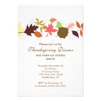 Fall Leaves Thanksgiving Dinner Party Custom Invites