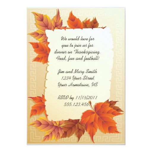 Fall Leaves Thanksgiving Invitation (front side)