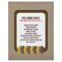 Fall Leaves Thanksgiving Menu Template Personalized Flyer