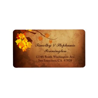 Fall leaves vintage distress wedding address label