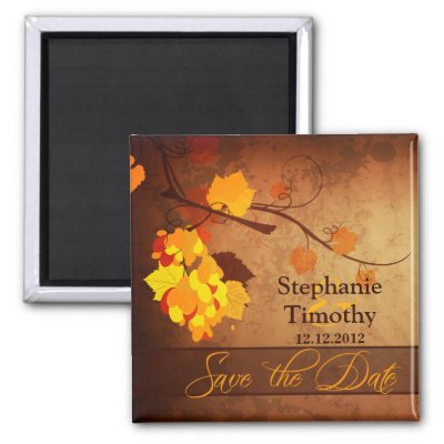 Fall leaves vintage distressed save the date magnets
