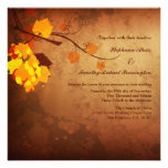 Fall leaves vintage distressed wedding invitation